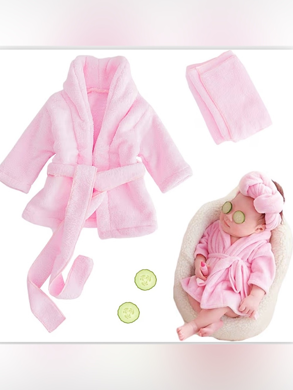 Newborn Photography Props Bathrobe Outfits Girl Baby Sets 0-6 Months(Pink)